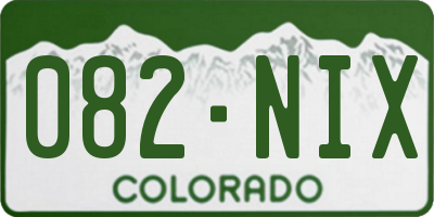 CO license plate 082NIX