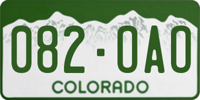 CO license plate 082OAO