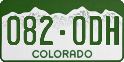 CO license plate 082ODH