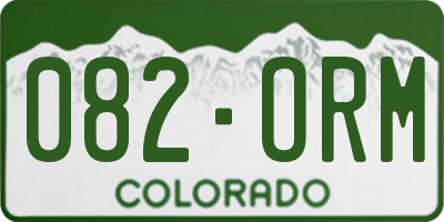 CO license plate 082ORM