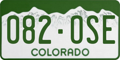 CO license plate 082OSE