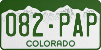 CO license plate 082PAP