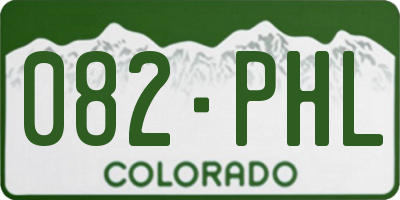 CO license plate 082PHL