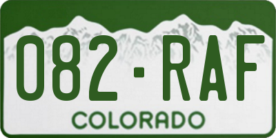 CO license plate 082RAF
