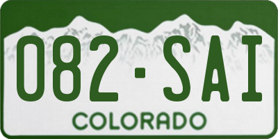 CO license plate 082SAI
