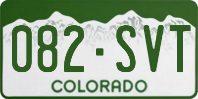 CO license plate 082SVT