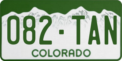 CO license plate 082TAN