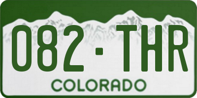 CO license plate 082THR