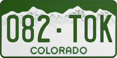 CO license plate 082TOK
