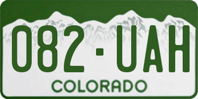 CO license plate 082UAH