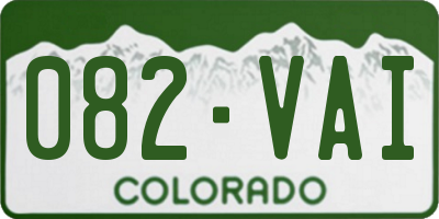 CO license plate 082VAI