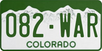 CO license plate 082WAR