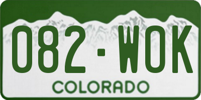 CO license plate 082WOK