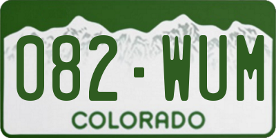 CO license plate 082WUM