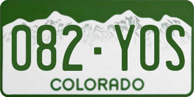 CO license plate 082YOS
