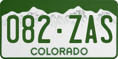 CO license plate 082ZAS