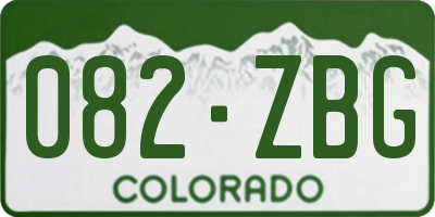 CO license plate 082ZBG