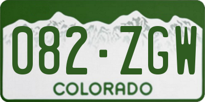 CO license plate 082ZGW