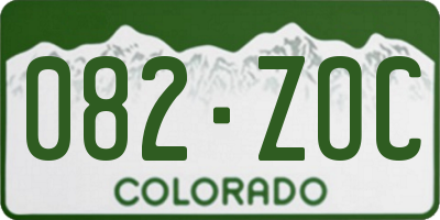 CO license plate 082ZOC