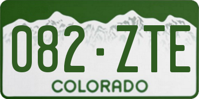 CO license plate 082ZTE