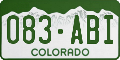 CO license plate 083ABI