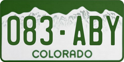 CO license plate 083ABY