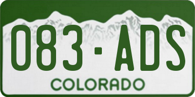 CO license plate 083ADS