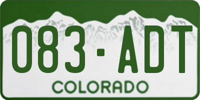 CO license plate 083ADT