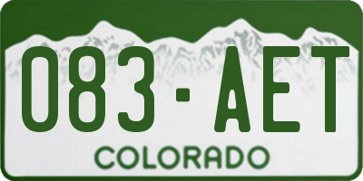 CO license plate 083AET