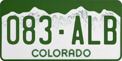 CO license plate 083ALB