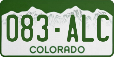 CO license plate 083ALC