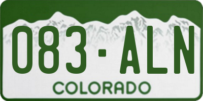 CO license plate 083ALN