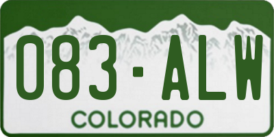 CO license plate 083ALW