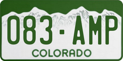 CO license plate 083AMP