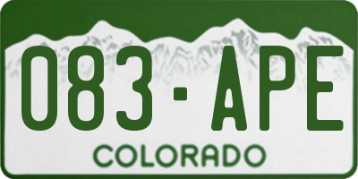 CO license plate 083APE