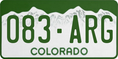 CO license plate 083ARG