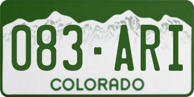 CO license plate 083ARI