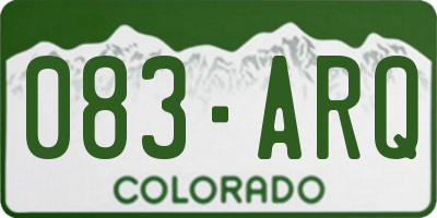 CO license plate 083ARQ