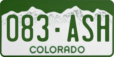 CO license plate 083ASH
