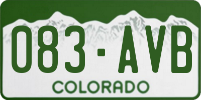 CO license plate 083AVB