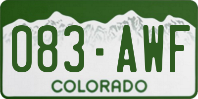 CO license plate 083AWF