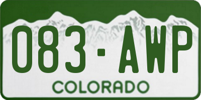 CO license plate 083AWP