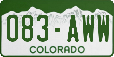 CO license plate 083AWW