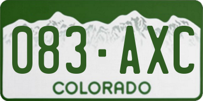 CO license plate 083AXC
