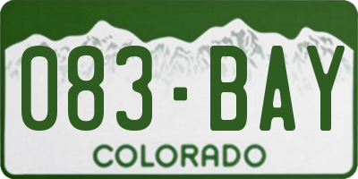 CO license plate 083BAY