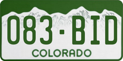 CO license plate 083BID