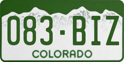 CO license plate 083BIZ