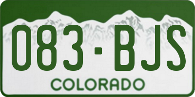 CO license plate 083BJS