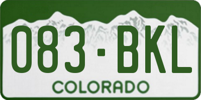 CO license plate 083BKL