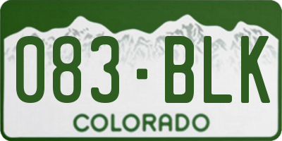CO license plate 083BLK